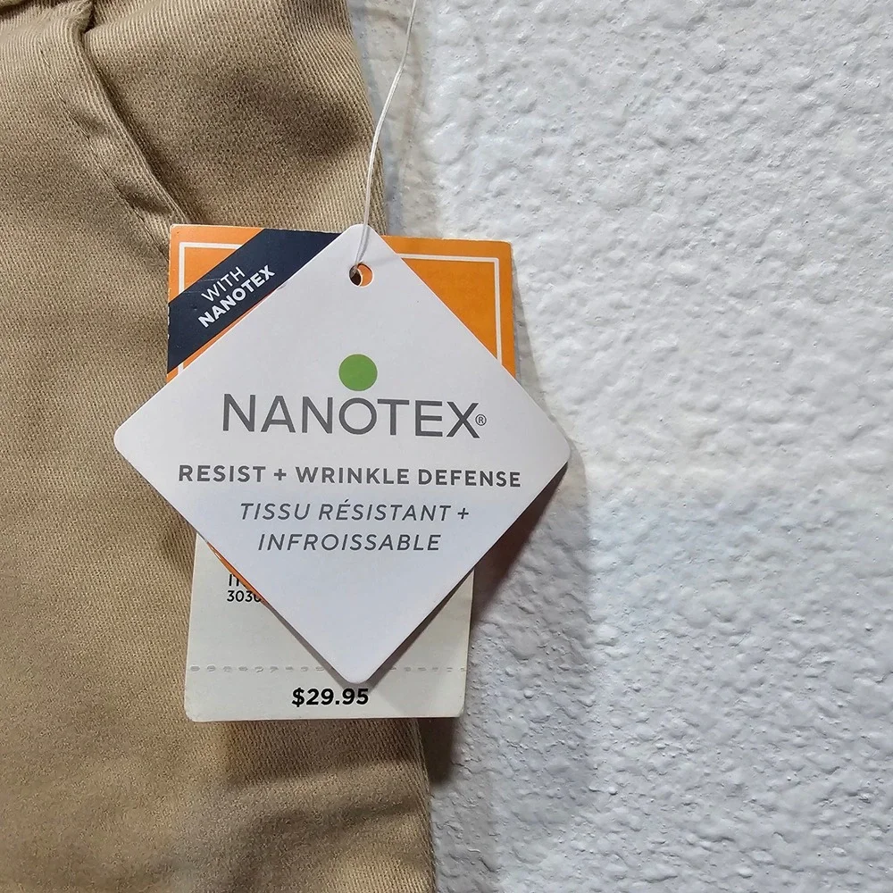 Gymboree Girls Sahara Tan Chino Shorts Nanotex Wrinkle Defense Navy Belt Size 12